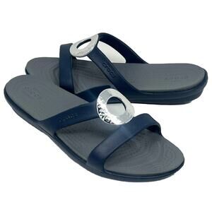 Crocs Sanrah Hammered Circle Sandal Color:  Navy/Silver Women's Size 11